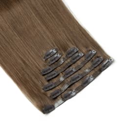 #4 Browm Injected PU Seamless Clip On Hair Invisible Clip Ins Human Hair Machine Remy 7Pcs 100-120g 24 inch Invisible Hair Clips
