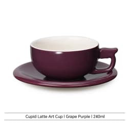 MUVNA 240ml Ceramic Latte Art Cup Embossed Coffee Cup With Saucer Thick Rim Wing Handle Barista Cappuccino Espresso Cup