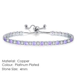 Chic 4mm Round Colorful Crystal Tennis Bracelets Silver Color Adjustable Folding Buckle Chain Bracelet on Hand Fashion Jewelry
