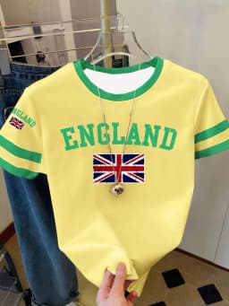 Summer Women's England Print Round Neck Short Sleeve T-Shirt Summer Graphic Te Jerseys Plus Size Sport T-Shirt Tops