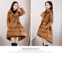 2025 Winter Warm Jacket Womens Medium to Long Suit Collar A-line Puff Cotton Coat Korean Edition Thickened Cotton Clothes Trendy