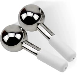 Mini 2pcs Ice Globes Stainless Steel Cryo Sticks for Face Eye Facial Cold Roller Cooling Globe for Puffiness Wrinkle Dark Circle