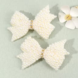 2Pcs Popular Pearls Bow Hair Clips Korean Style Hairpins Elegant Sweet Rhinestone Barrette For Girls Kids Headdress Accessories