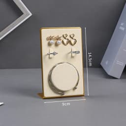 Beige Jewelry Display Props with Metal Base Earring Necklace Organizer Holder Jewelry Counter Earrings Rings Display Stand