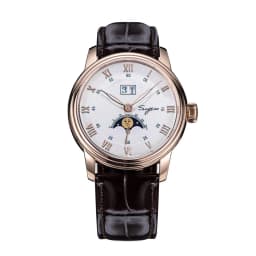 Sugess Moonphase Watch of Men 40mm Automatic Mechanical Wristwatches Seagul ST2528 Movement Stainless Steel Blue Sandstone Dial