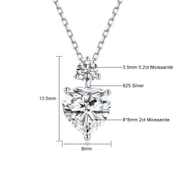 925 Sterling Silver Heart Moissanite Necklace D VVS1 Excellent Cut Diamond Pendant Fine Jewelry Gift for Women Valentine’s Day