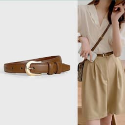 Belt Summer Brown Belt with Fine Matching Western Pants Simple and Versatile Belt 2024 New Fashion Decoration