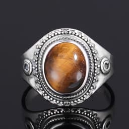 S925 Silver Ring Big Oval 8*10MM Natural Moonstone Turquoise Lapis Tiger Eye Rings for Women Gifts Fine Jewelry