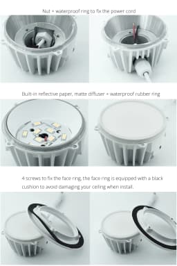 Waterproof LED Ceiling IP65 Fully Sealed 5W 7W 9W 12W 15W Recessed LED Lamp Spot Light White Shell AC85-265V