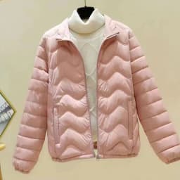 Lightweight Stand Collar Down Cotton Coats Women Classic Zipper Up Long Sleeve Winter Parkas Woman Solid Warm Puffer Jackets