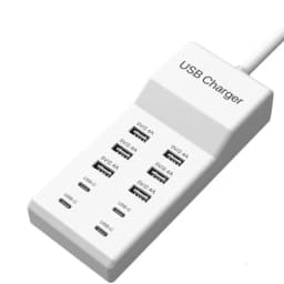 10 Ports USB Charger 50W Type C Hub Fast Charging Station for iPhone Samsung Xiaomi Huawei Tablet Multi Devices Extension Socket