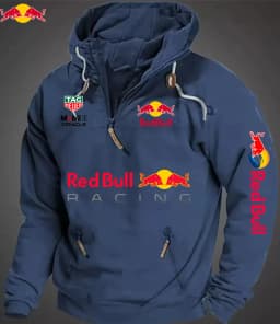 Red Bull Hot Men's Warm Hoodie - Winter Spring - Comfortable Zipper and Multiple Pockets - Classic Solid Color