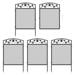 5pcs Iron Garden Decorative Fence Panels Lawn Border Metal Animal Barrier for Outdoor Landscape Decor