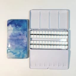 Empty Watercolor Palette Tin Color Mixing Palette Paint Storage Box Iron Paint Tray with Half/Full Pans For Painting