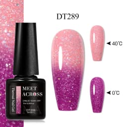 MEET ACROSS 7ml Glitter Sequins Thermal Gel Nail Polish 3 Layers Temperature Color Changing Semi Permanent UV Gel Varnish Nails