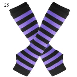 New Long Glove Arm Cover Classic Pink Black and White Striped Fingerless Elbow Gloves Warmer Knitted Wristband