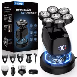 Head Shavers for Bald Men,6-in-1 Upgraded Electric Razor,IPX7 Waterproof Shaving Grooming Kit,Hair Clipper,Wet & Dry, IPX7 Waterproof, Beard and Nose Hair Trimmer Care Kit
