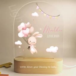 Customized Baby Birth Night Light Personalized Name Animal Bear Bunny Rabbit with USB Lamp for Bedroom Birthday Christmas Gift
