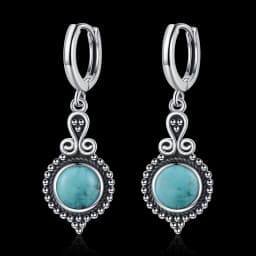 New Elegant Natural Kyanite Silver Drop Earrings for Women Vintage Jewelry Wedding Engagement Hoop Earrings Gifts