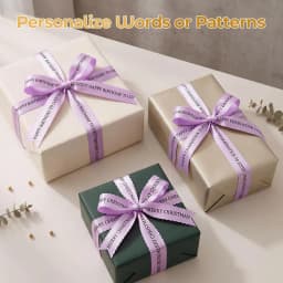 Phomemo A30 P15 Exclusive Embellish Black Print on Purple Satin Ribbon, Fabric Ribbons for Gift Wrapping,Wedding Bouquets, DIY