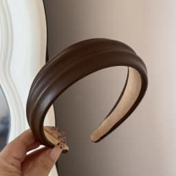High Quality Women PU Leather Thick Sponge Wide Hairbands Wide Sponge Padded Simple Hair Hoop Band Bezel Hair Accessories