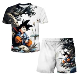 Dragon Ball Z 3D T-shirt Set for Boys Girls Super Goku Saiyan Summer Top+Shorts Children's Short-Sleeve Birthday Gift for Boys