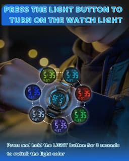 Socico Digital Watch for Kids, Waterproof LED Lights Luminous Watches, Children Wristwatch Boys Students Electronic Wrist Watch