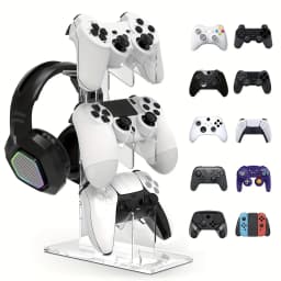 Universal 3-layer Controller Holder and Headphone Holder Game Accessories For PS5 PS4 Storage Holder Black, White, Transparent
