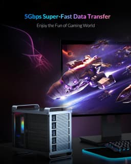 【Free Local Warehouse】Yottamaster 5-Slot RAID External Hard Drive Enclosure 2.5" 3.5" SATA HDD/SSD Enclosure with RGB Silent F