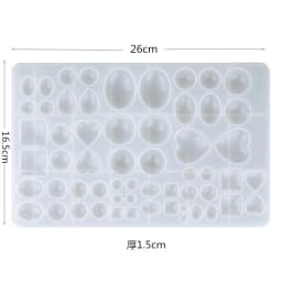Geometry Mold in Various Shapes UV epoxy Resin Jewelry DIY Assorted Heart Oval Square Teardrop Round Dome Cabochon Silicone Mold