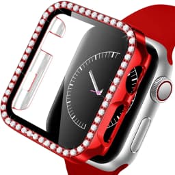 Glass+Case For Apple Watch series 8 7 6 5 4 3 SE Diamond bumper Screen Protector+cover iWatch case 45mm 41mm 44mm 40mm 42mm 38mm