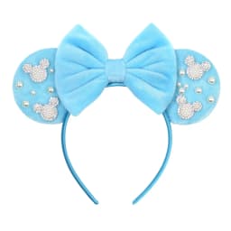 Cute Pink Plush Mouse Ears Headband With Rhinestone Bow Pearl Accents For Party Cosplay DIY Birthday Gift, Kids & Adults
