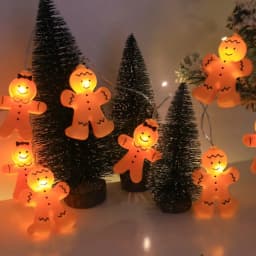 1pc 10/20 LED Ginger Bread Christmas LED String Lights Battery Powered Cute Men Women Ginger Bread Fairy Lamp For Bedroom Decor
