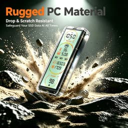 10Gbps Transparent M.2 SSD Enclosure with Built-in Smart Display USB 3.2 Gen2 Type-C External SSD Case,Supports NVMe & SATA Dual