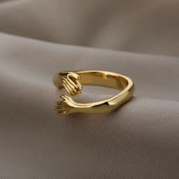 Gothic Hug Hands 18K Gold-plated Anti Fading Rings for Women Mom Stainless Steel Ring Punk Party Jewelry 2026 Accessories Gifts