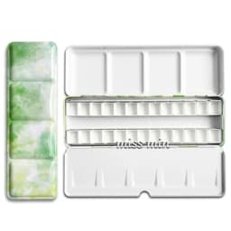 Empty Watercolor Palette Tin Color Mixing Palette Paint Storage Box Iron Paint Tray with Half/Full Pans For Painting
