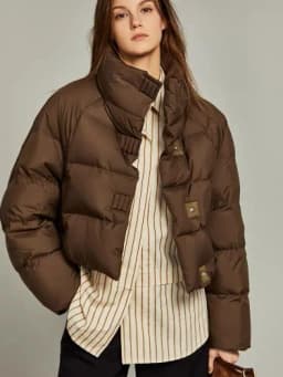 Chic Design Cropped Jacket Winter Short Puffer Jacket Women Clothing Cotton-padded Coats Warm Stand-up Collar Coat Bread Jackets