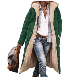 Women Autumn Winter Parkas Solid Color Long Sleeve Hooded Zippers Pockets Warm Casual Fashion Comfortable Regular Standard Fit