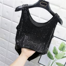Sparkling Sequins Round Neck Vest Women's Outer Wear 2022 Summer New Bright Silk Fashion Glitter Bottoming Shirt Suspender Top