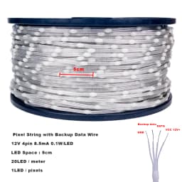 12V 4pin WS2815 Seed Pixel Light 4 Wires with Backup Data Wire Individually Addressable RGB Dreamcolor Christmas Fairy Lights