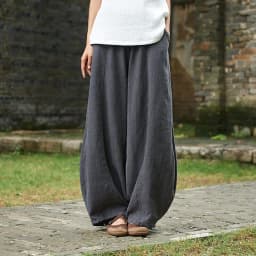 Johnature Summer Solid Color Pockets Loose Pants 2025 New Women Vintage Elastic Waist Cotton Linen Wide Leg Full Length Pants