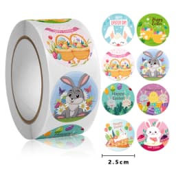 100-500pcs Happy Easter Stickers Cute Rabbit Stickers Gift Sealing Labels Baking Package DIY Wrapping Box Kids Gift Bag Decor