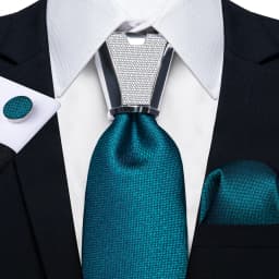 DiBanGu Business Plaid Black Solid Luxury Elegant Silk Ties for Men Designer Tie Buckle Handkerchief Cufflinks Wedding Accessory