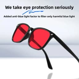 Classic Red Lens Blue Light Blocking Glasses Square Men Better Sleep Anti Bluelight Filter Orange Women UV400 Eyeglasses