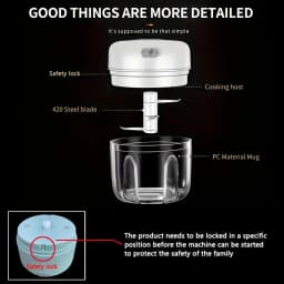 250ml mini rechargeable garlic chopper and meat grinder, durable and sturdy, suitable for grinding garlic, chili, onions, ground meat, nuts, and more