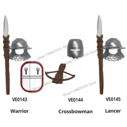 Medieval Military Castle Black Hawk Knight Building Blocks Gothic Cavalry Armor Shield Axe Soldier Figure Accessories Bricks Toy