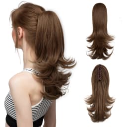 Synthetic Claw Clip In Ponytail Hair Extensions 14 Inch Wavy Hairpiece Fake Blonde Black Hair False Pigtail With Elastic Band