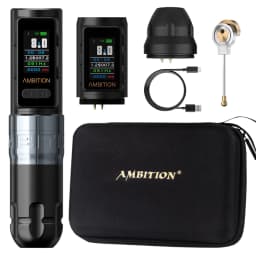 Ambition Soldier Max Wireless Tattoo Machine Pen Coreless Motor Double Bearing Straight Rod 2400mAh Color Screen Billing Battery