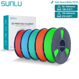 SUNLU High Speed Matte PETG Filament 1.75mm High Toughness Easy Print Fast 3D Printing Material Durable Smooth Finish 1KG Spool