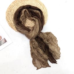 Fashionable Trend Gradient Blue Fold Shawl Soft Retro Pleated Long Scarf Sunscreen Scarf Spring Summer
